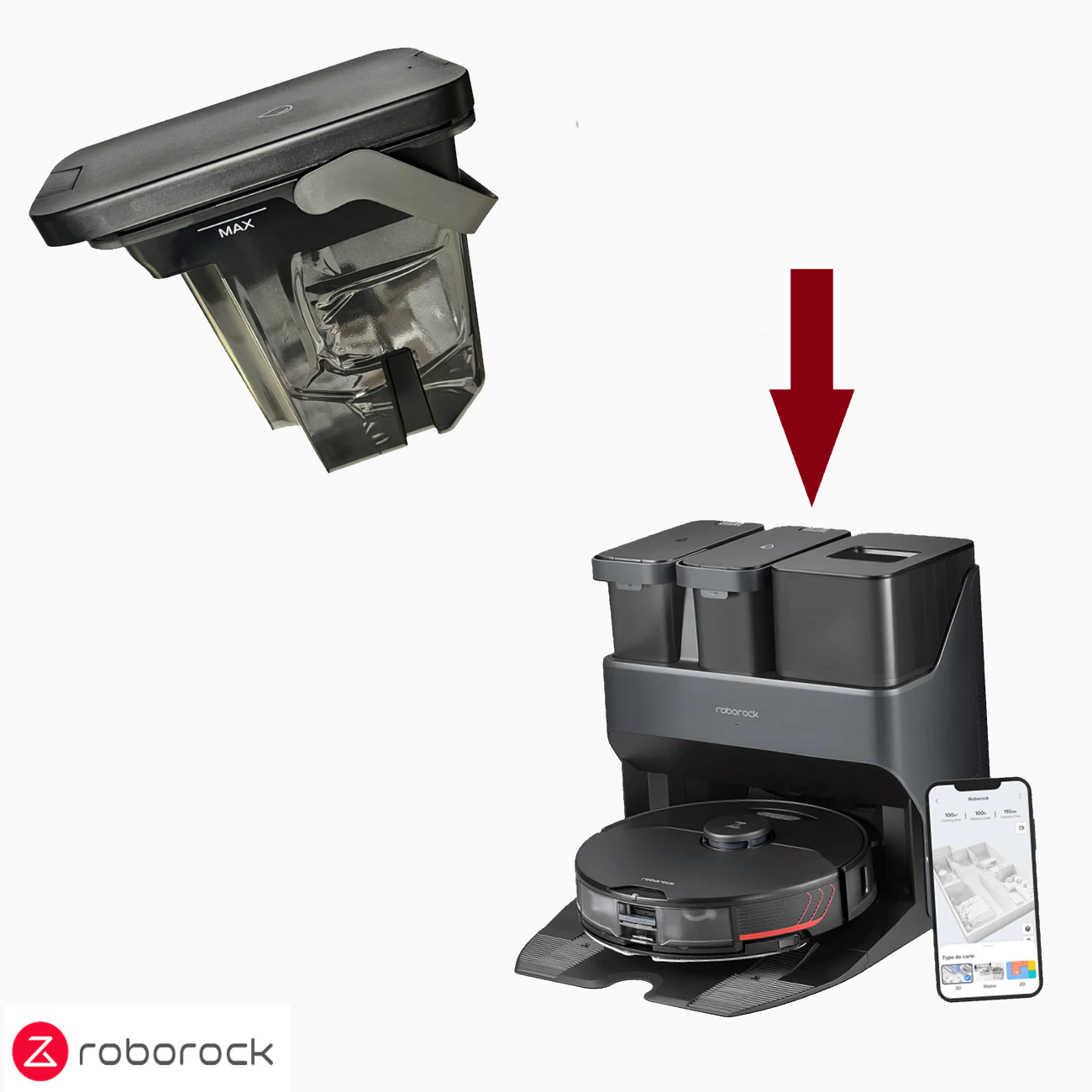Roborock S7 MaxV Ultra, S7 Pro Ultra | Original Spare Parts & Accessories For Auto-Empty Wash Fill Dock: Water Tanks, Tank Filter, Ramp Plate & Dustbin Cover