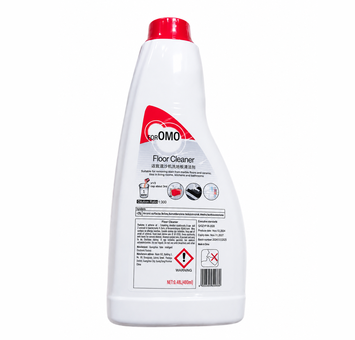Roborock S7 Pro Ultra, S8 MaxV, Q Revo, Saros 10R, Dyad | Replacement Consumable Parts & Accessories: OMO Floor Cleaning Solution 480ML