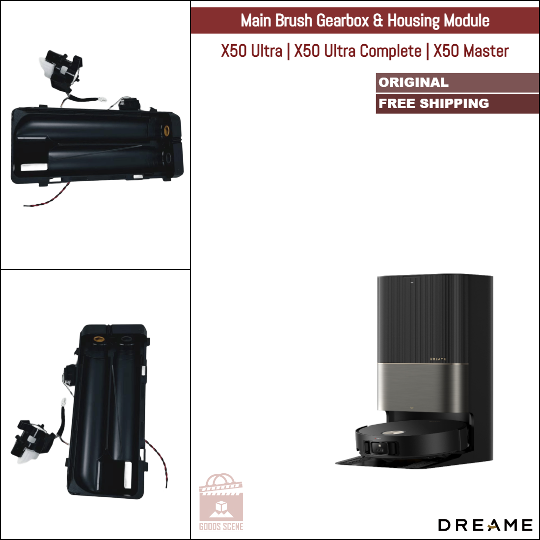 Dreame X50 Ultra, X50 Ultra Complete, X50 Master | Original Spare & Repair Parts: Main Brush Gearbox Motor With Housing