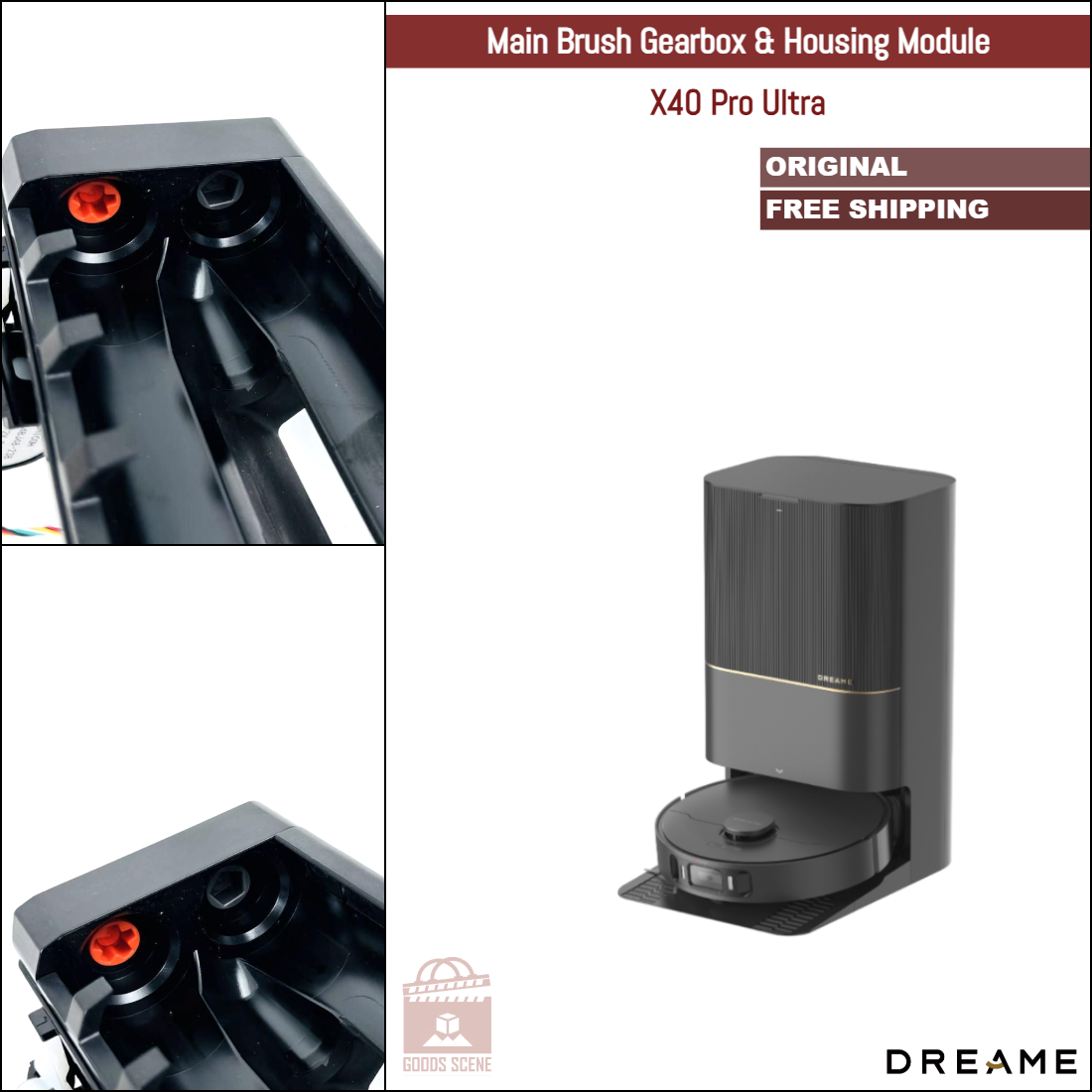 Dreame X40 Pro Ultra | Original Spare & Repair Parts: Main Brush Gearbox Motor With Housing