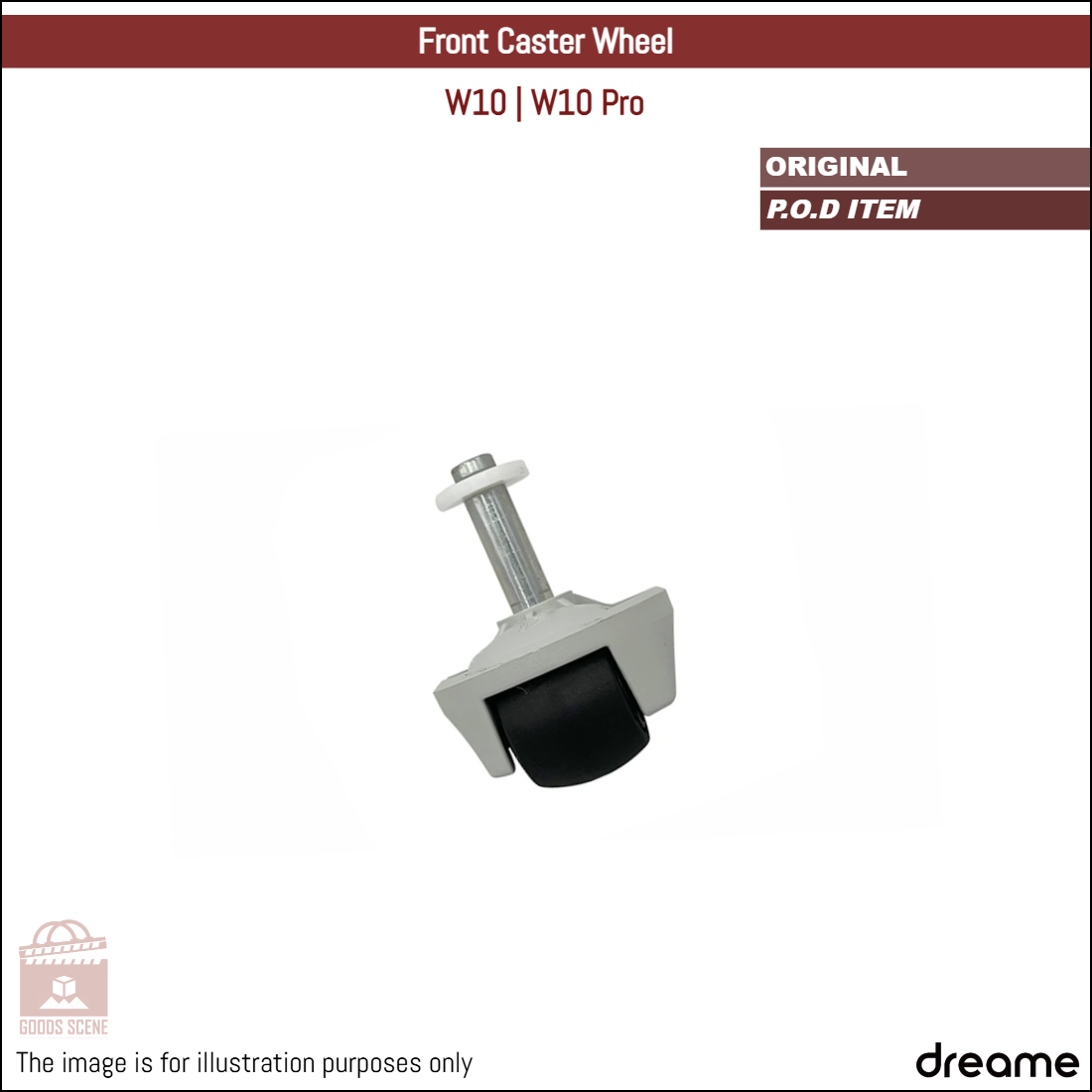 Dreame W10, W10 Pro | Reserved-Used Original Spare & Repair Parts: Front Omni-Directional Caster Wheel