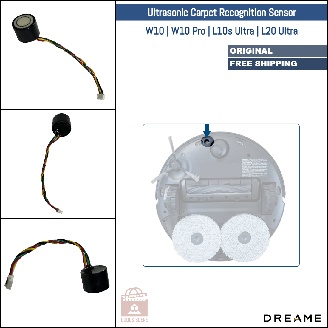 Dreame W10, W10 Pro, L10s Ultra, L20 Ultra | Original Spare & Repair Parts: Carpet Recognition Sensor