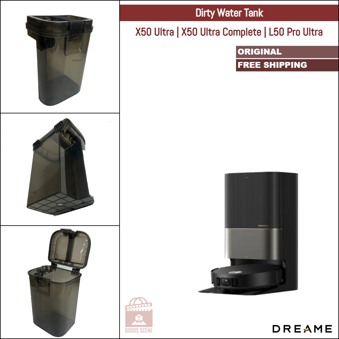 Dreame X50 Ultra, X50 Ultra Complete, L50 Pro Ultra | Original Spare Parts & Accessories For Auto Dock: Dirty Water Tank