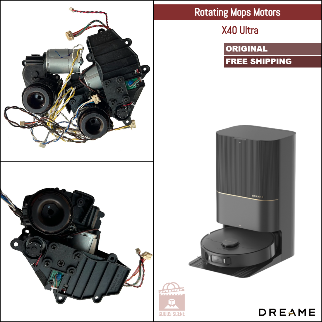 Dreame X40 Ultra | Original Spare & Repair Parts: Left & Right Spinning Mops Rack Gearbox Motors