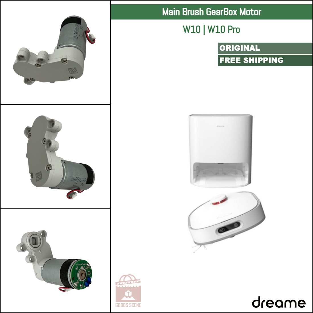 Dreame Bot W10, W10 Pro | Original Spare & Repair Parts: Main Brush Gearbox Motor