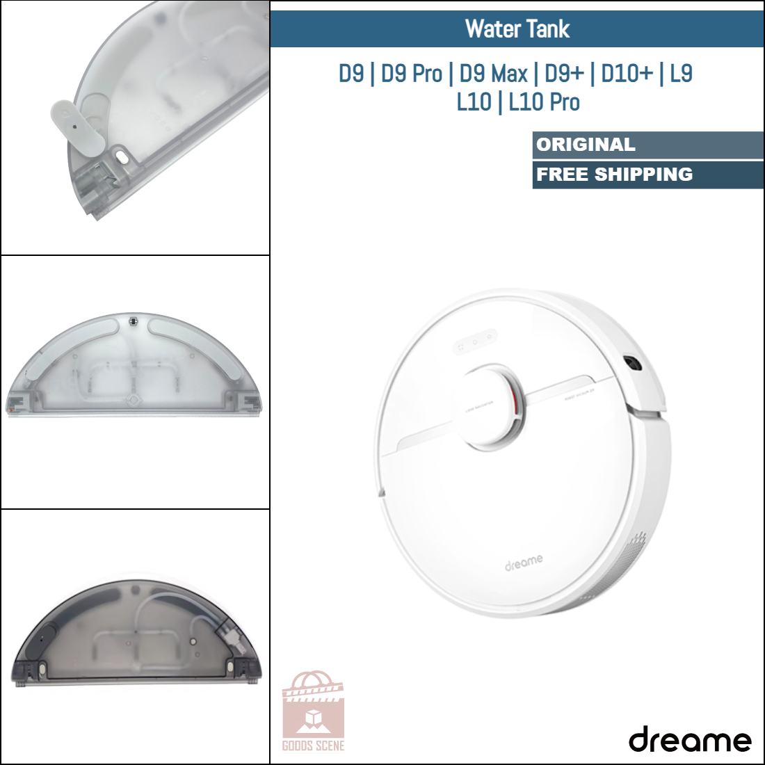 Dreame D9, D9 Pro, D9 Max, D9+, D10+, L9, L10, L10 Pro | Original Spare & Repair Parts: Water Tank, Black Or White