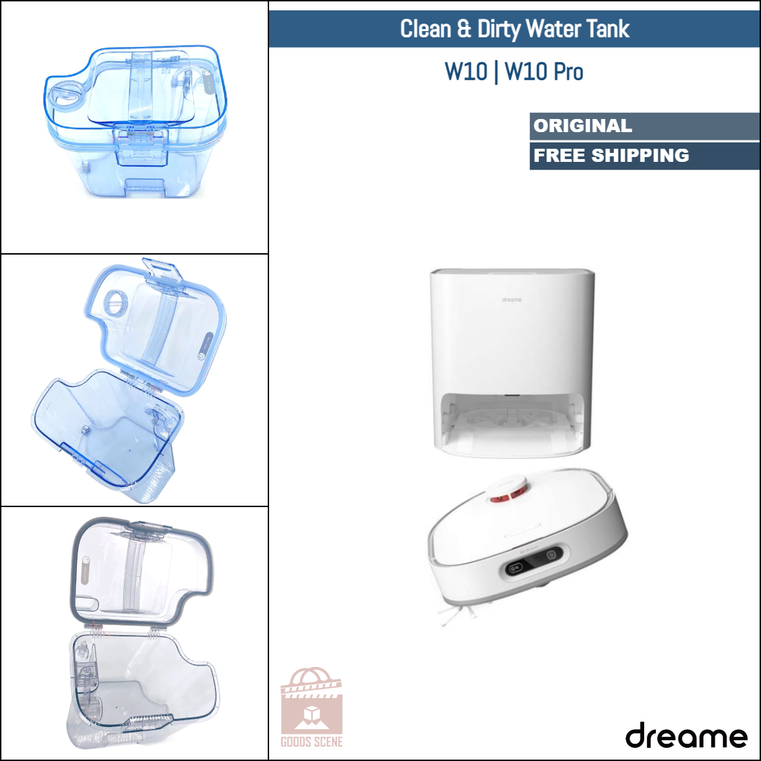 Dreame Bot W10, W10 Pro | Original Spare Parts & Accessories For Auto Dock: Clean And Dirty Water Tank