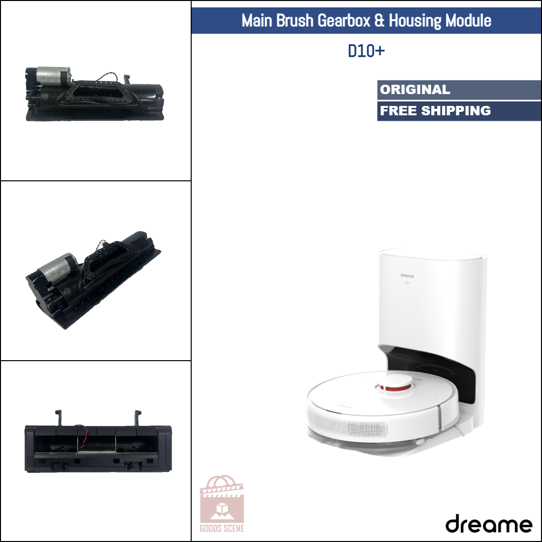Dreame D10+ | Original Spare & Repair Parts: Main Brush Gearbox Motor With Housing