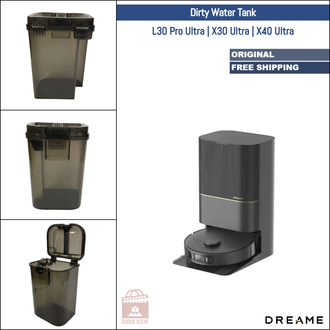 Dreame L30 Pro Ultra, X30 Ultra, X40 Ultra | Original Spare Parts & Accessories For Auto Dock: Dirty Water Tank