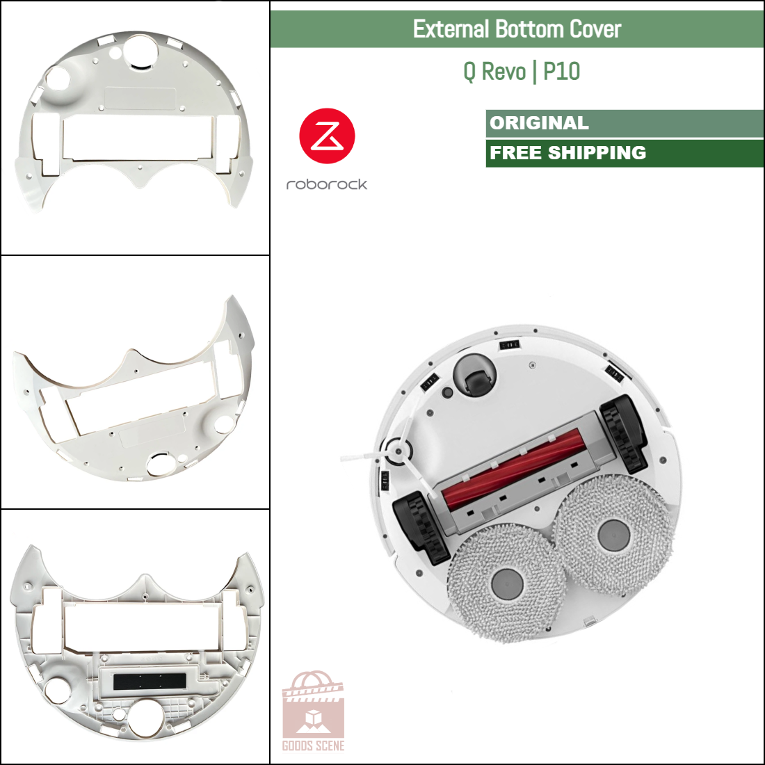 Roborock Q Revo, P10 | Original Spare Parts: Bottom Battery Cover Coat Replacement, White