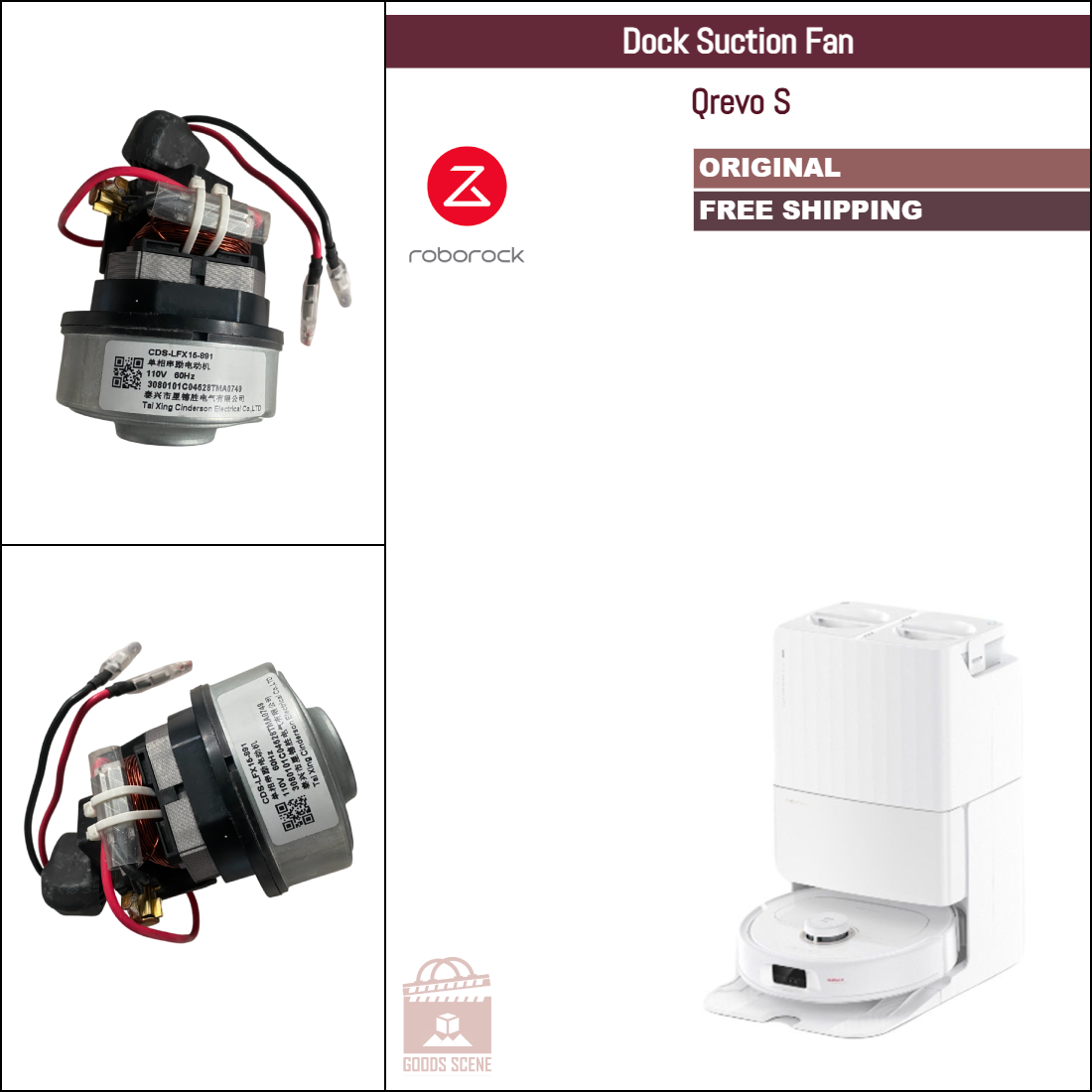 Roborock Q Revo | Originale reserve- og reparasjonsdeler for dokkingstasjon: Viftemodul og motor, 220V