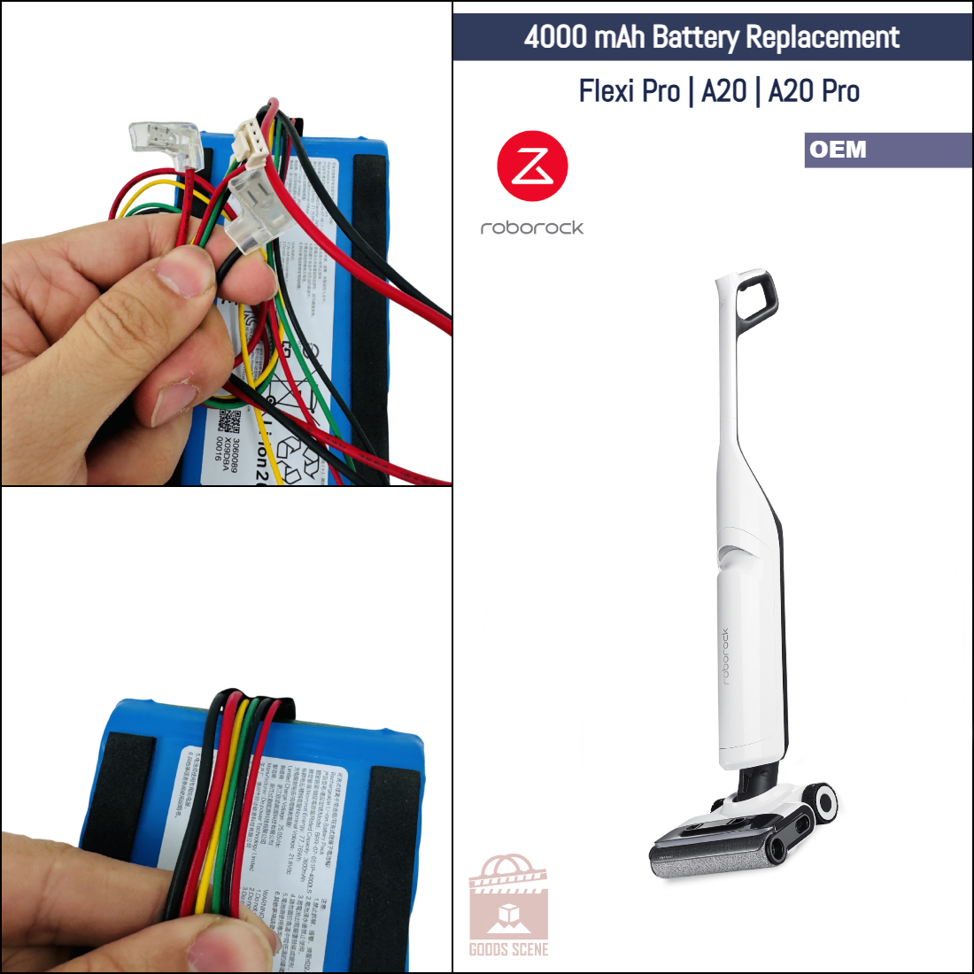 Roborock Flexi Pro, A20, A20 Pro | Original Spare & Repair Parts: OEM Battery Replacement, 4000mAh