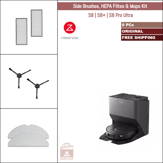 Roborock S8, S8+, S8 Pro Ultra | Original Consumable Parts & Accessories: Side Brushes, Mops, & HEPA Filters Gift Kit