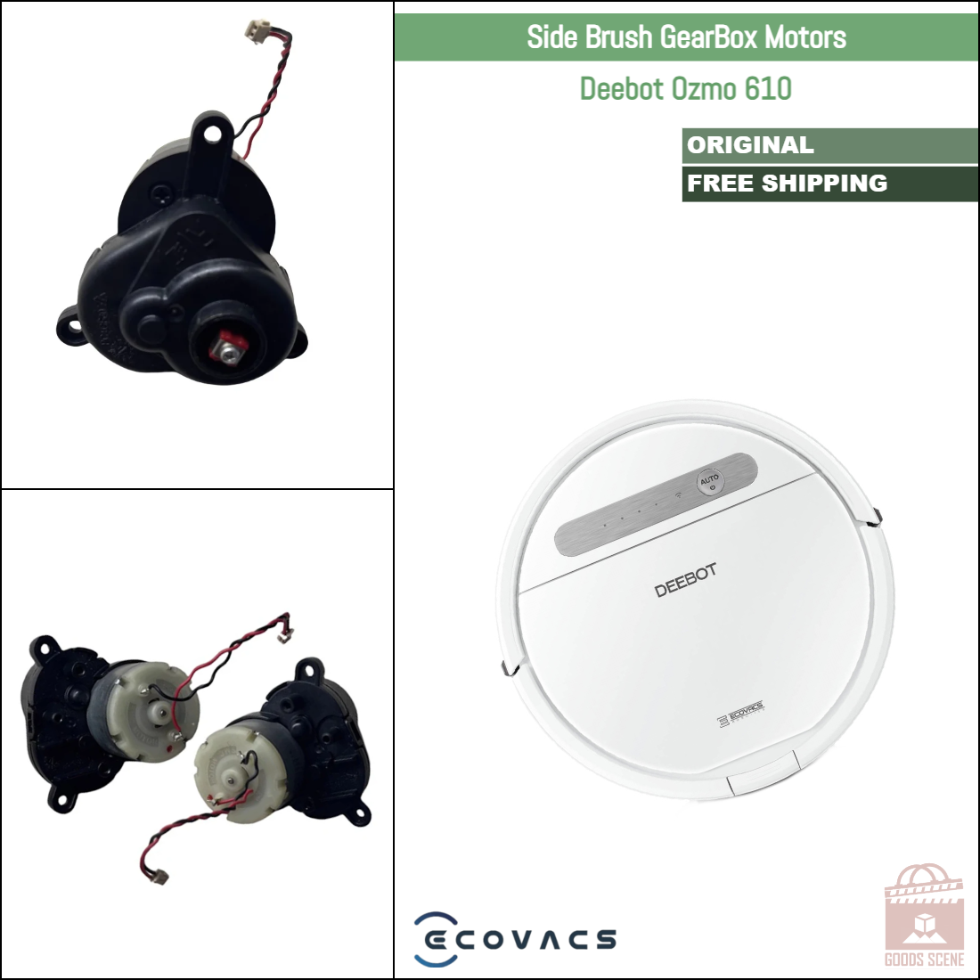 Ecovacs Deebot Ozmo 610 | Original Spare & Repair Parts: Right & Left Side Brush Gearbox Motors