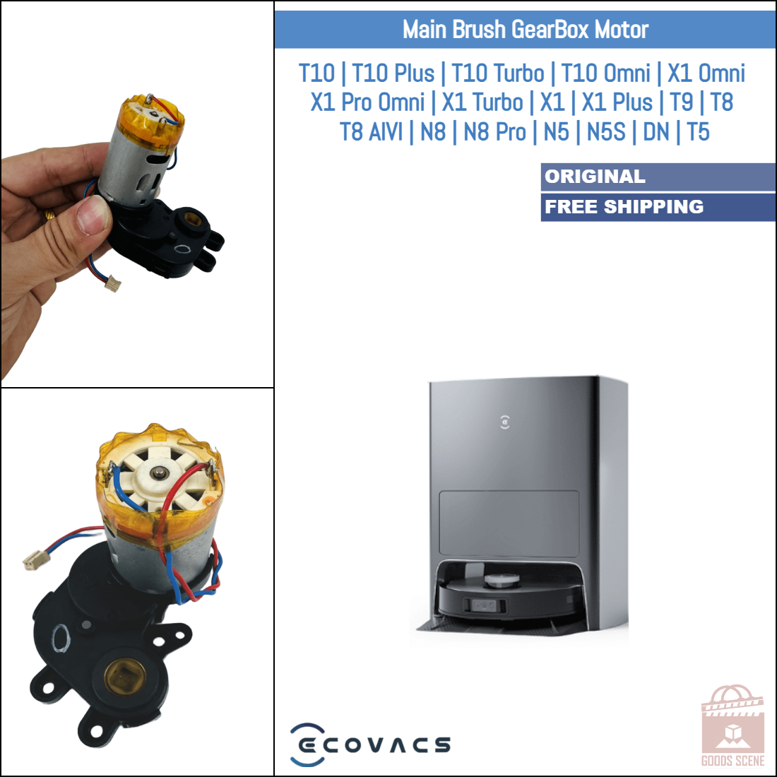 Ecovacs Deebot & Deebot Omni Serieses | Original Spare & Repair Parts: Main Brush Gearbox Motor