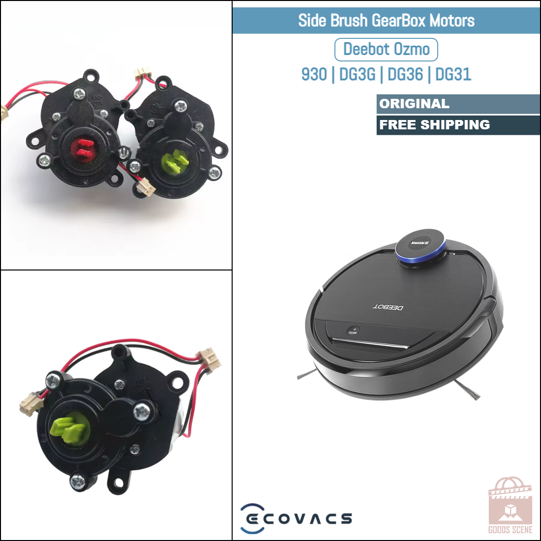 Ecovacs Deebot Ozmo 930, DG3G, DG36, DG31 | Original Spare & Repair Parts: Right & Left Side Brush Gearbox Motors