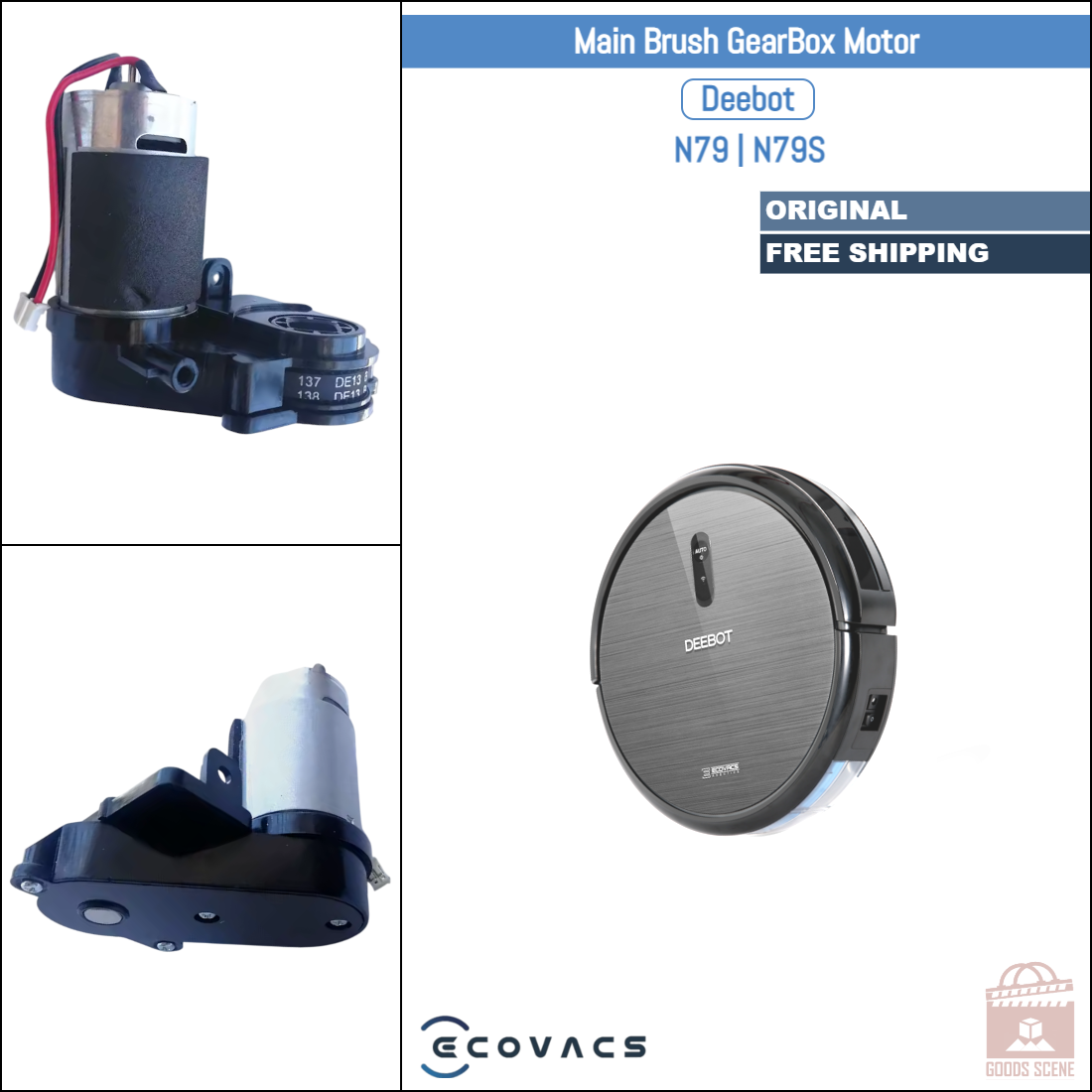 Ecovacs Deebot N79, N79S | Original Spare & Repair Parts: Main Brush Gearbox Motor