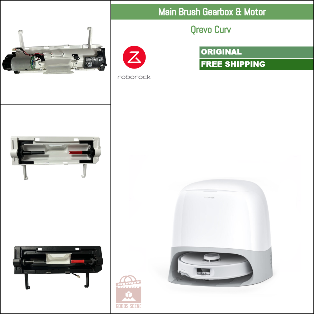 Roborock Qrevo Curv | Original Spare & Repair Parts: Main Brush Gearbox Motor With Housing