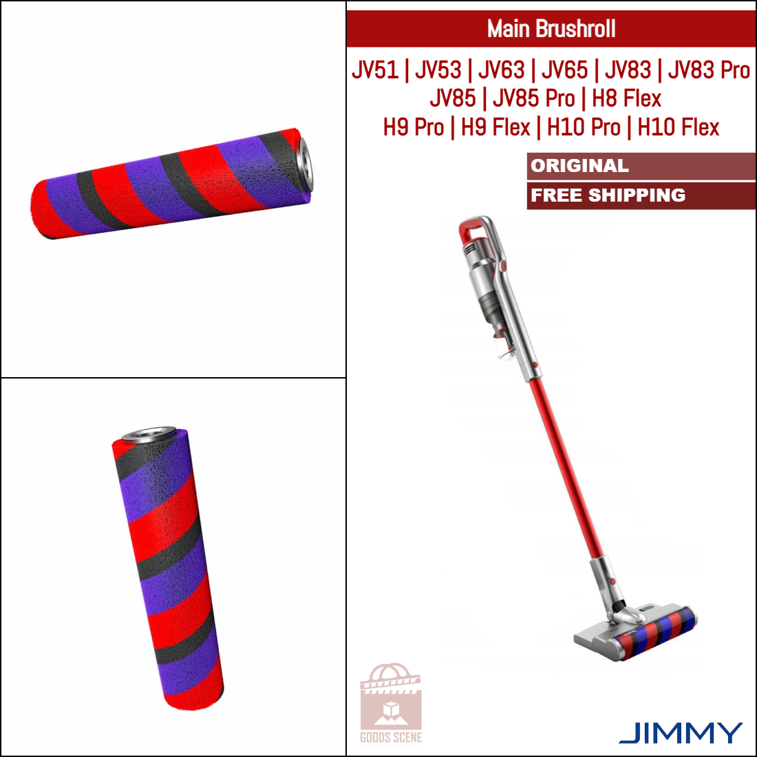 Jimmy JV51, JV53, JV83, JV63, JV65, JV85, H9 Pro, H9 Flex, H10 Pro, H10 Flex, H8 Flex | Original Consumable Parts & Accessories: Main Brushroll