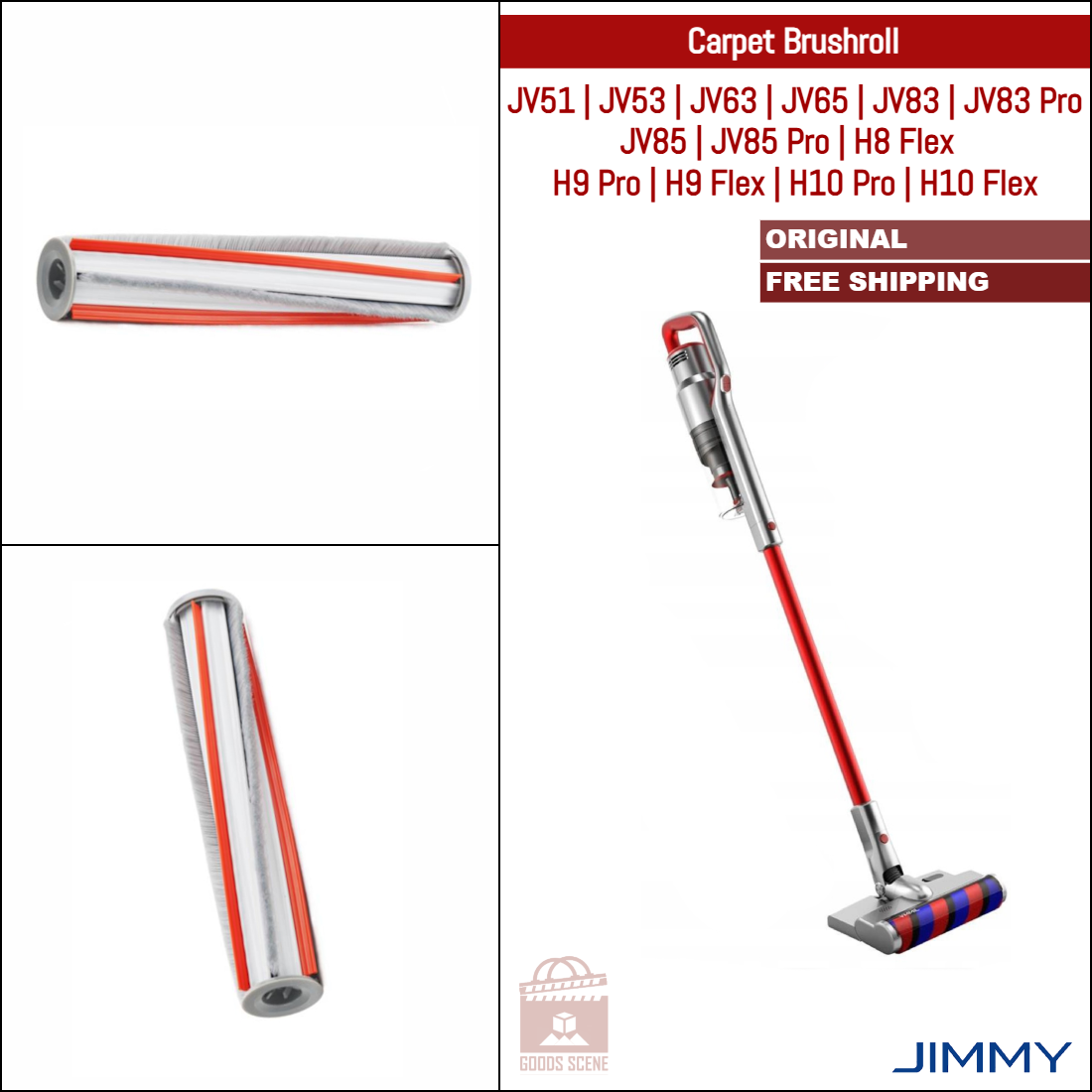 Jimmy JV51, JV53, JV83, JV63, JV65, JV85, H9 Pro, H9 Flex, H10 Pro, H10 Flex, H8 Flex | Original Consumable Parts & Accessories: Carpet Brushroll