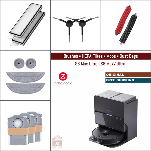 Roborock S8 Max Ultra, S8 MaxV Ultra | Original Consumable Parts & Accessories: Brushes, Mops, HEPA Filters & Dust Bags