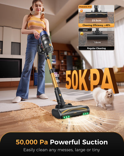 Proscenic P15 Cordless Stick Vacuum Cleaner | 50KPa Suction & GreenEye Technology
