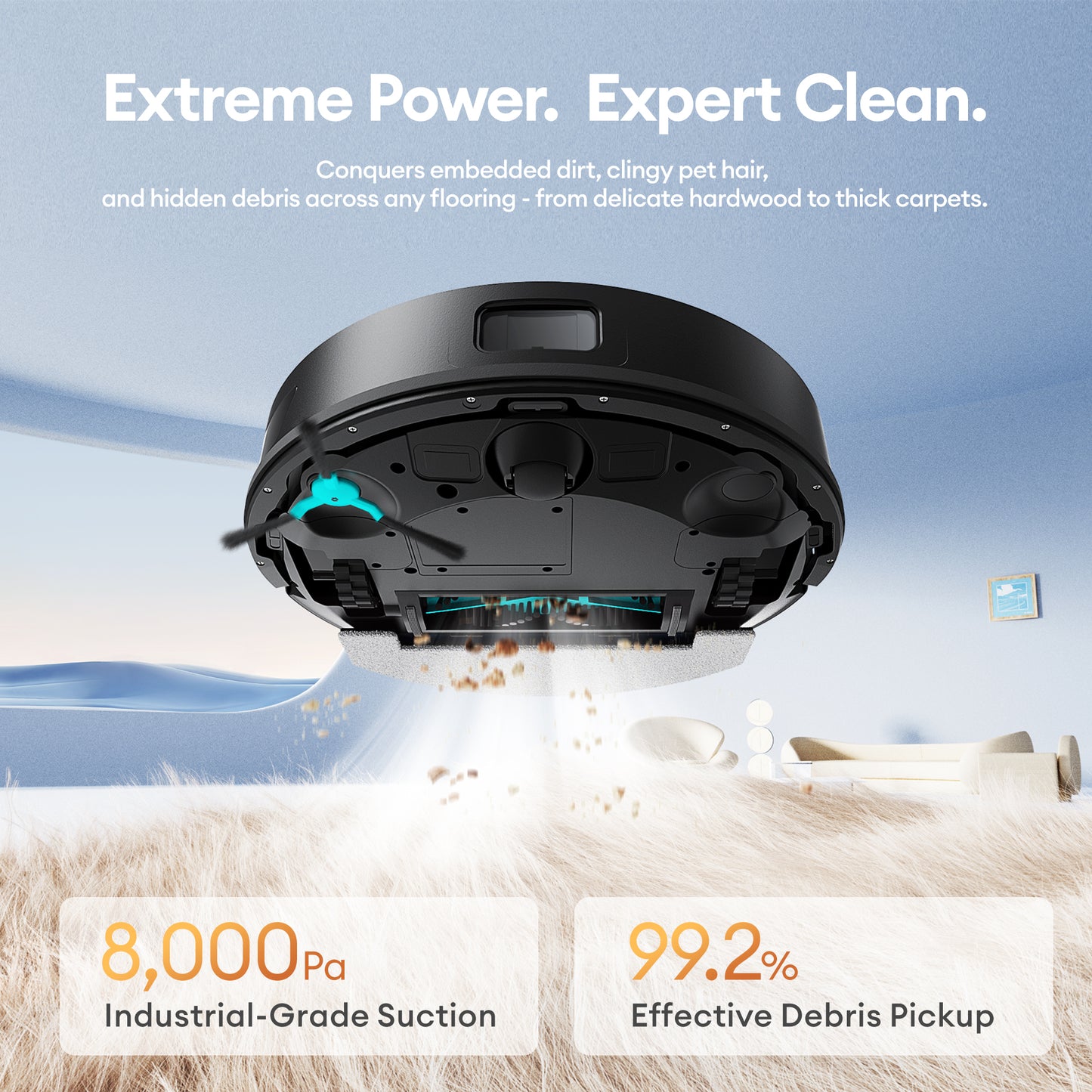 Ultenic T20 Pro Robot Vacuum Cleaner & Mop | 8000Pa Suction, AI LiDAR Navigation & Self-Empty Station