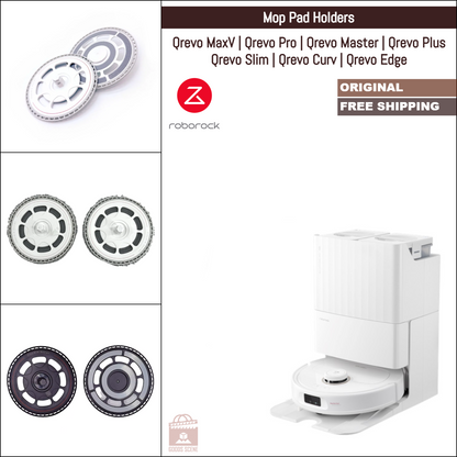 Roborock Qrevo MaxV, Qrevo Pro, Qrevo Master, Qrevo Plus, Qrevo Slim, Qrevo Curv, Qrevo Edge | Original Spare Parts & Accessories: FlexiArm Mop Pad Mount Tray Holder & Mop Pads