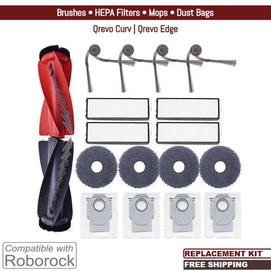 Roborock Qrevo Curv, Qrevo Edge | Replacement Accessories & Spare Parts: Brushes, Mops, Dust Bags & HEPA Filters