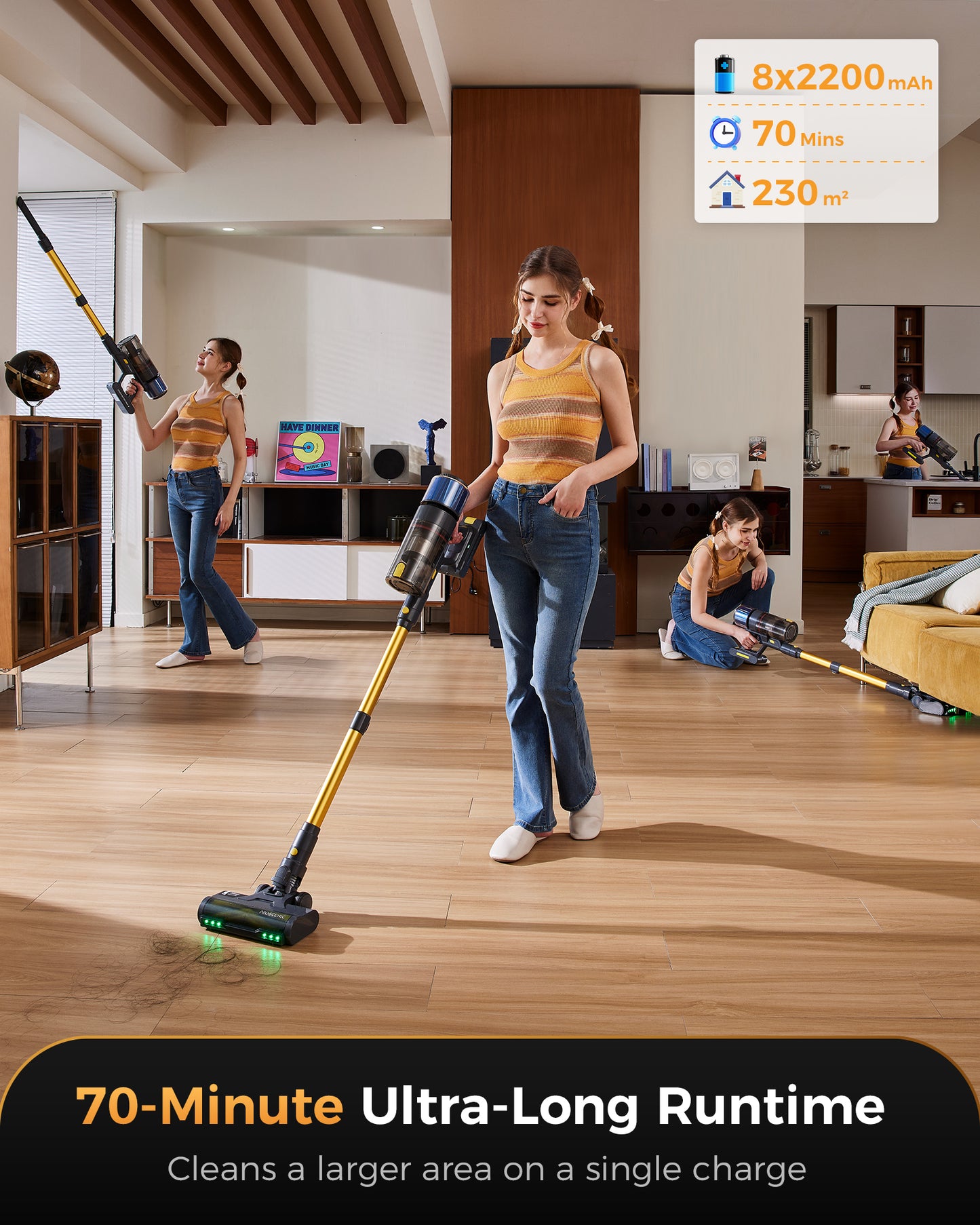 Proscenic P15 Cordless Stick Vacuum Cleaner | 50KPa Suction & GreenEye Technology