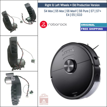 Roborock S4 Max, S5 Max, S6 Pure, S6 MaxV, S7 og forskjellige modeller | Originale reserve- og reparasjonsdeler: Venstre og høyre hovedhjul, gammel produksjonsversjon