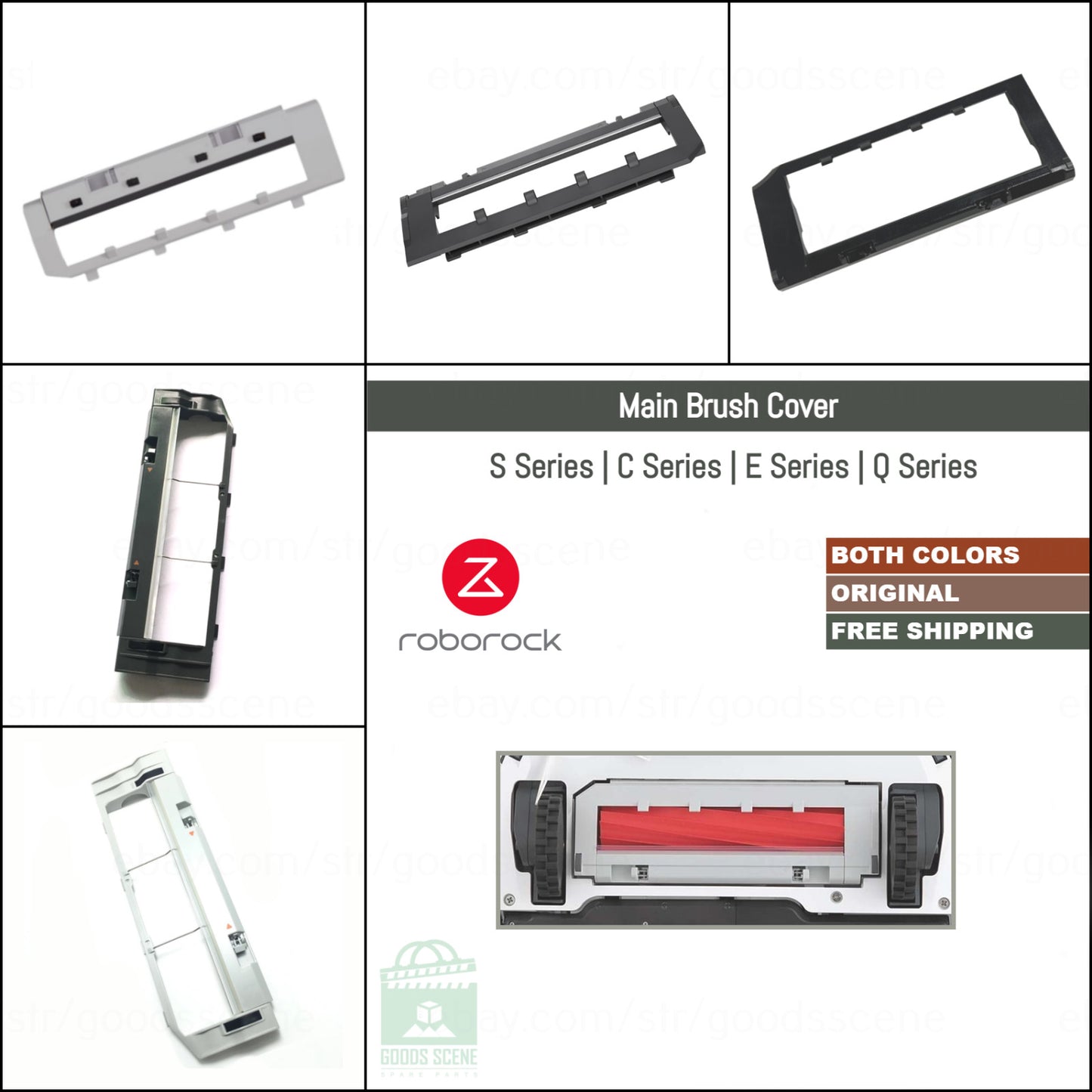 Roborock S4 Max, S5 Max, S6 Pure, S6 MaxV, S7, S7 Pro, S8 MaxV, Q5, Q7, Q Revo og forskjellige modeller | Originale reservedeler og tilbehør: Hovedbørstedeksel