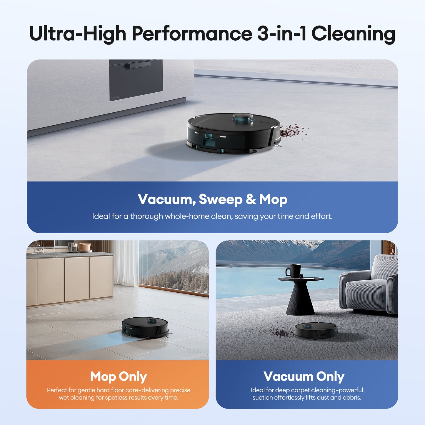 Ultenic T20 Pro Robot Vacuum Cleaner & Mop | 8000Pa Suction, AI LiDAR Navigation & Self-Empty Station