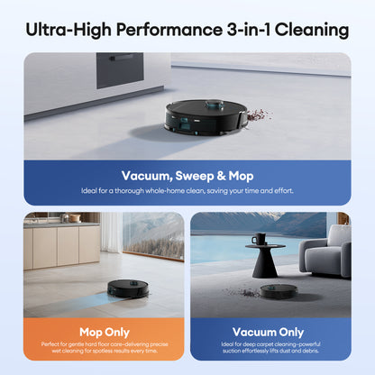 Ultenic T20 Pro Robot Vacuum Cleaner & Mop | 8000Pa Suction, AI LiDAR Navigation & Self-Empty Station