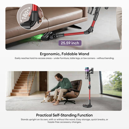 Ultenic U18 Pro Cordless Stick Vacuum Cleaner – 55KPa Suction, 80-Min Runtime, Anti-Tangle Brush