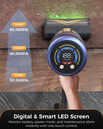 Proscenic P15 Cordless Stick Vacuum Cleaner | 50KPa Suction & GreenEye Technology