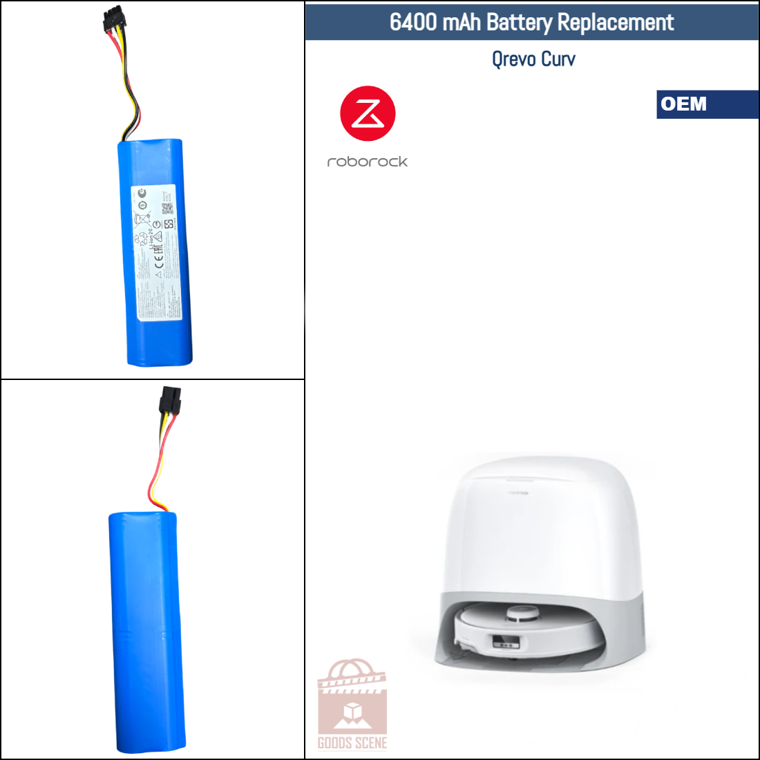 Roborock S4, S5, S6, S6 Pure, S7, S8, Q5, Q7, Q Revo MaxV Pro og forskjellige modeller | Originale reserve- og reparasjonsdeler: OEM-batterierstatning, 5200mAh