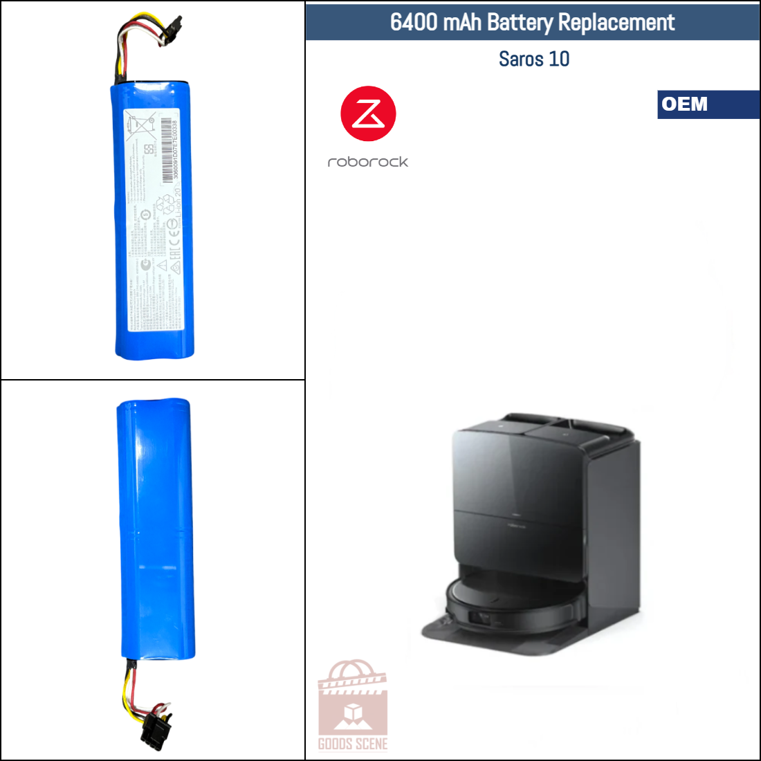 Roborock Saros 10 | Original Spare & Repair Parts: OEM Battery Pack, 6400mAh