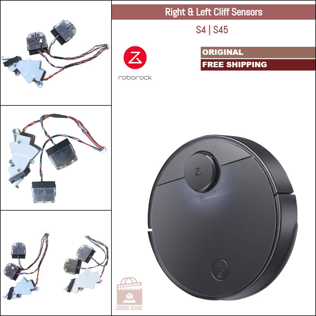 Roborock S4, S45 | Originale reservedeler og reparasjonsdeler: Høyre og venstre klippesensorer støtfangerenhet