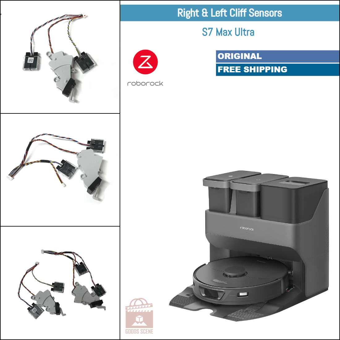 Roborock S7 Max Ultra | Original Spare & Repair Parts: Right & Left Cliff Sensors Bumper Assembly