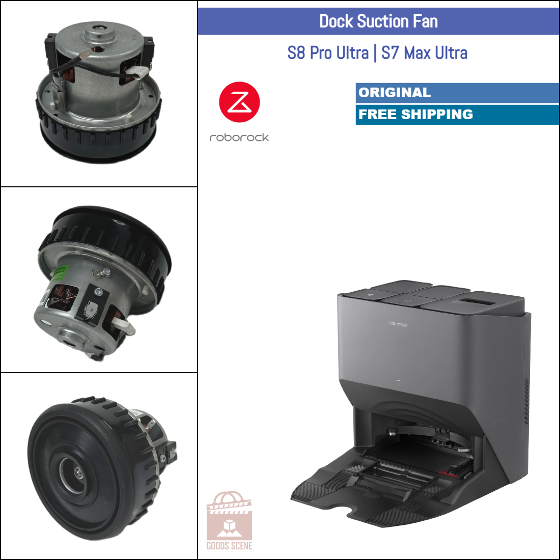 Roborock S8 Pro Ultra, S7 Max Ultra | Original Spare & Repair Parts For Auto Empty Dock: Fan Module & Motor, 220V