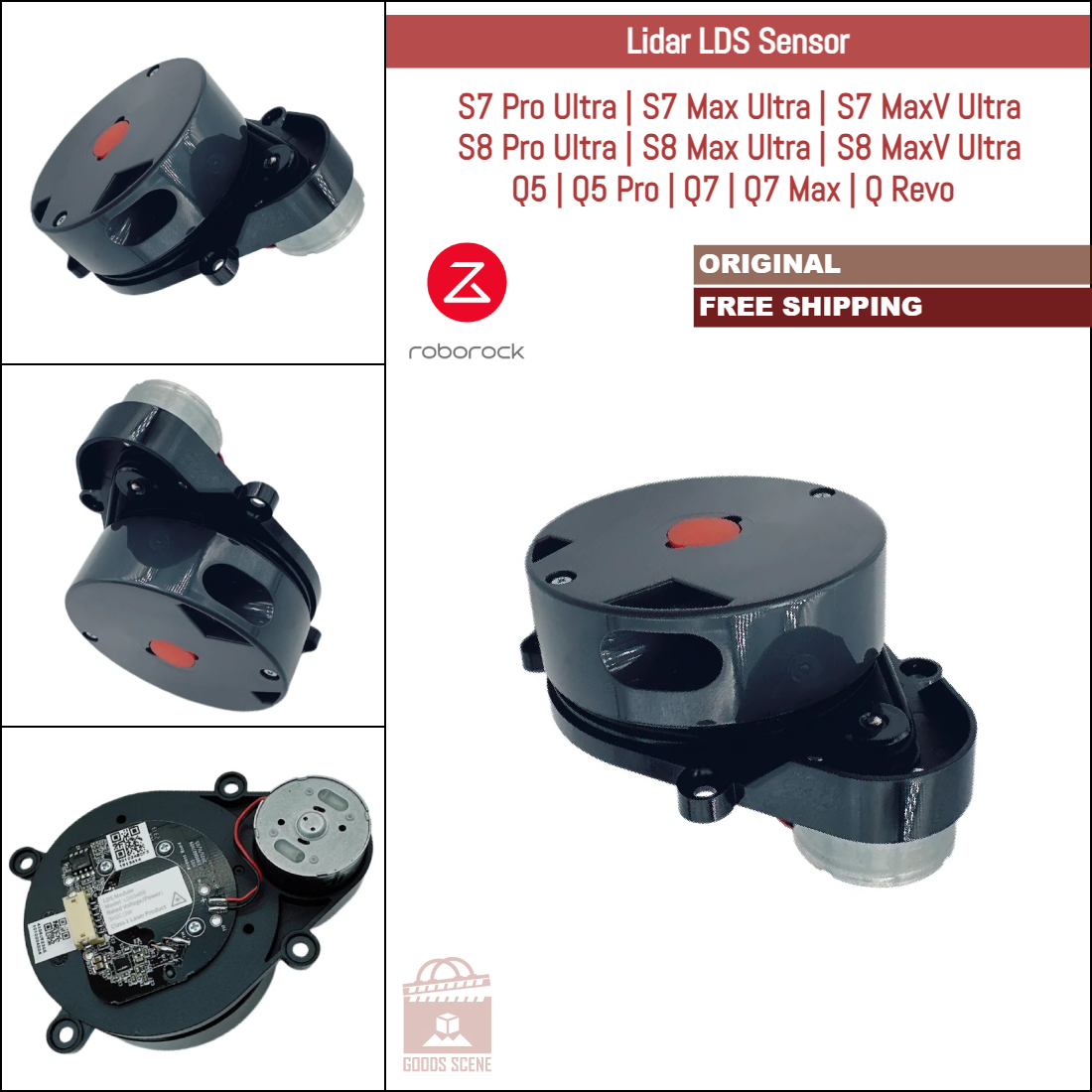 Roborock S8, S8 Pro, S8 Max, S8 MaxV, S7 Max, S7 MaxV, Q Revo, Q5, Q7 & Q8 Serieses | Original Spare & Repair Parts: Common LDS Laser Lidar Sensor