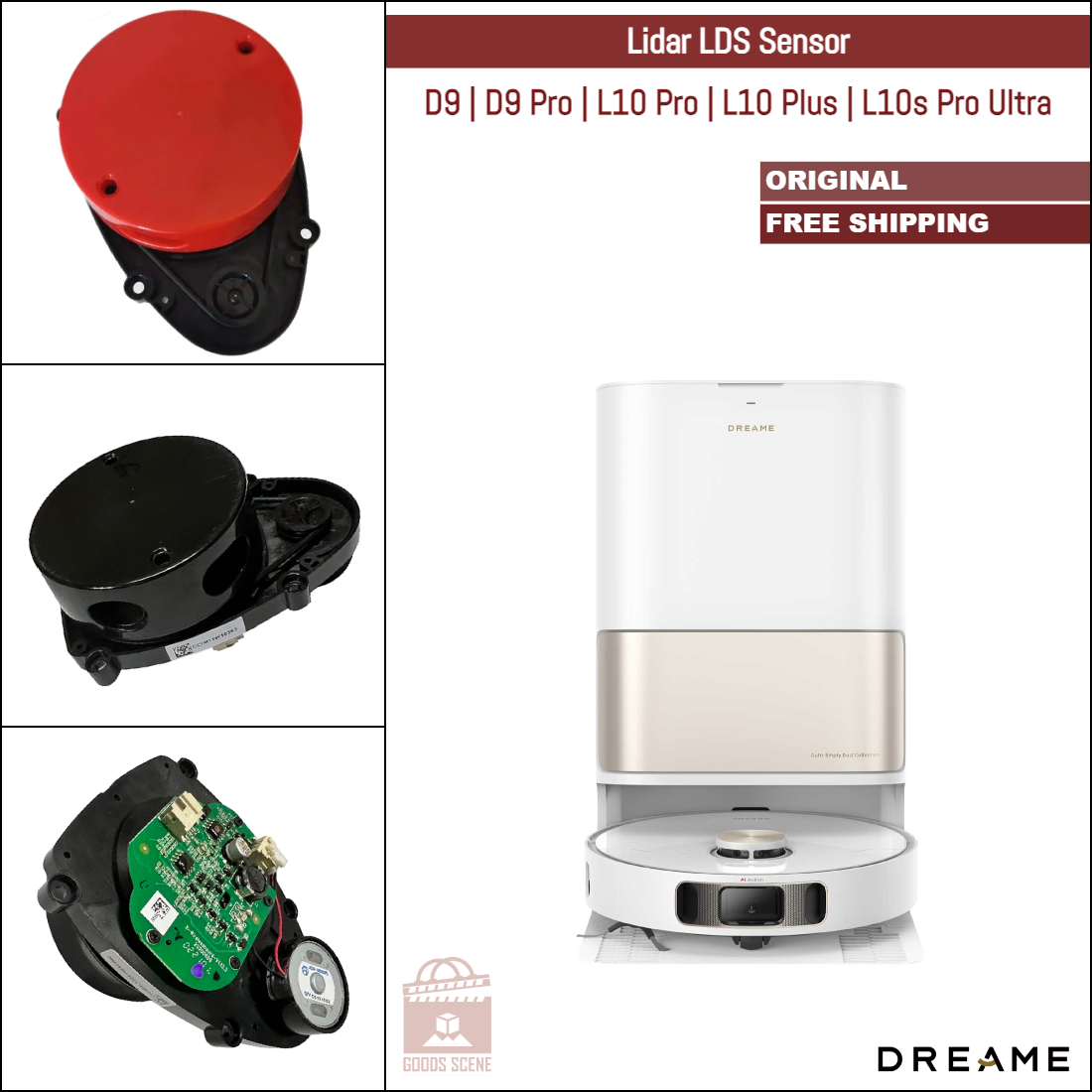 Dreame D9, D9 Pro, L10 Plus, L10 Pro | Original Ersatz- und Reparaturteile: LDS Laser Lidar Sensor