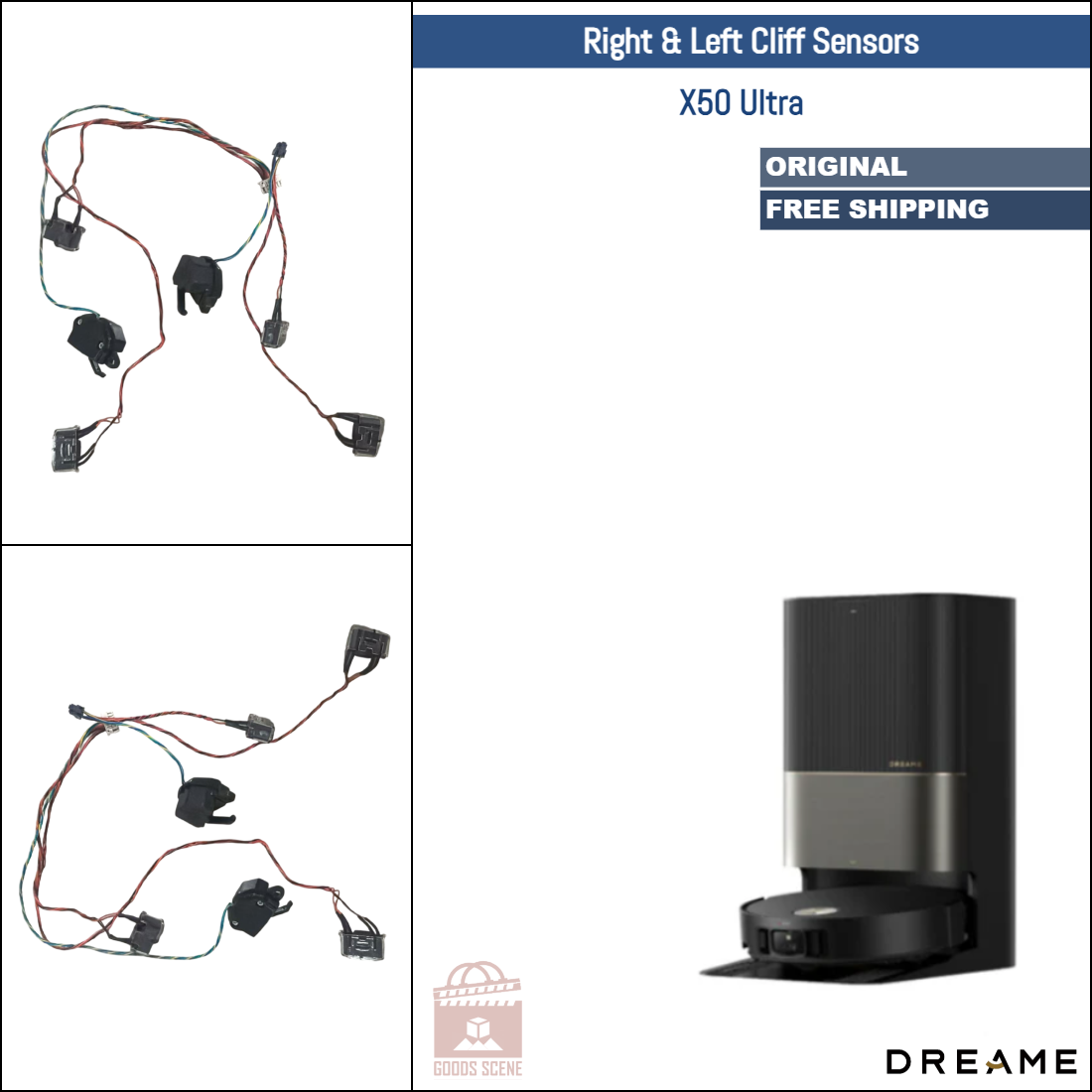 Dreame X50 Ultra | Original Spare & Repair Parts: Right & Left Cliff Sensors Bumper Assembly