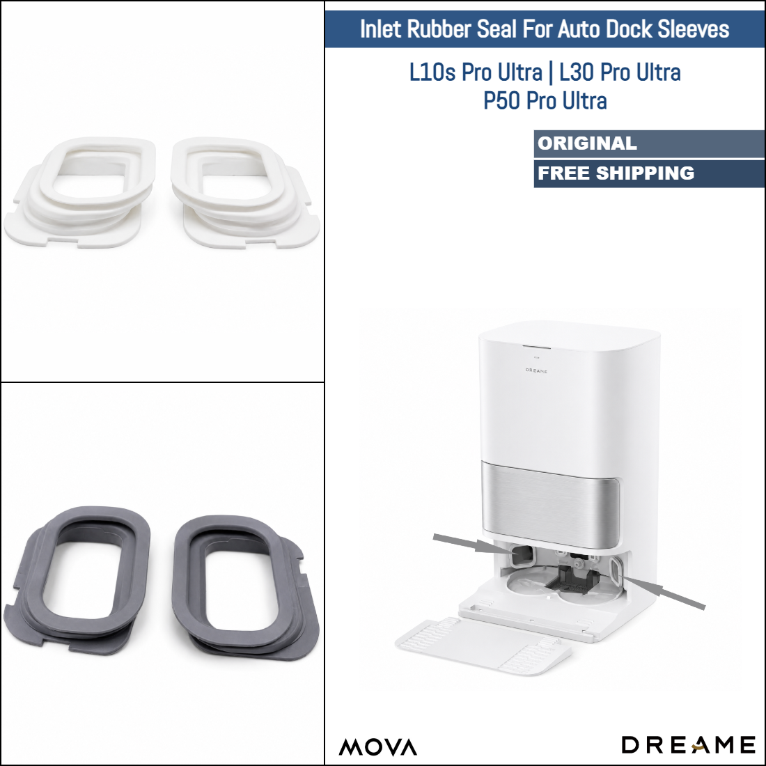 Dreame L10s Pro Ultra, L30 Pro Ultra, MOVA P50 Pro Ultra | Original Spare Parts & Accessories For Auto Dock: Air Suction Inlet Rubber Seal