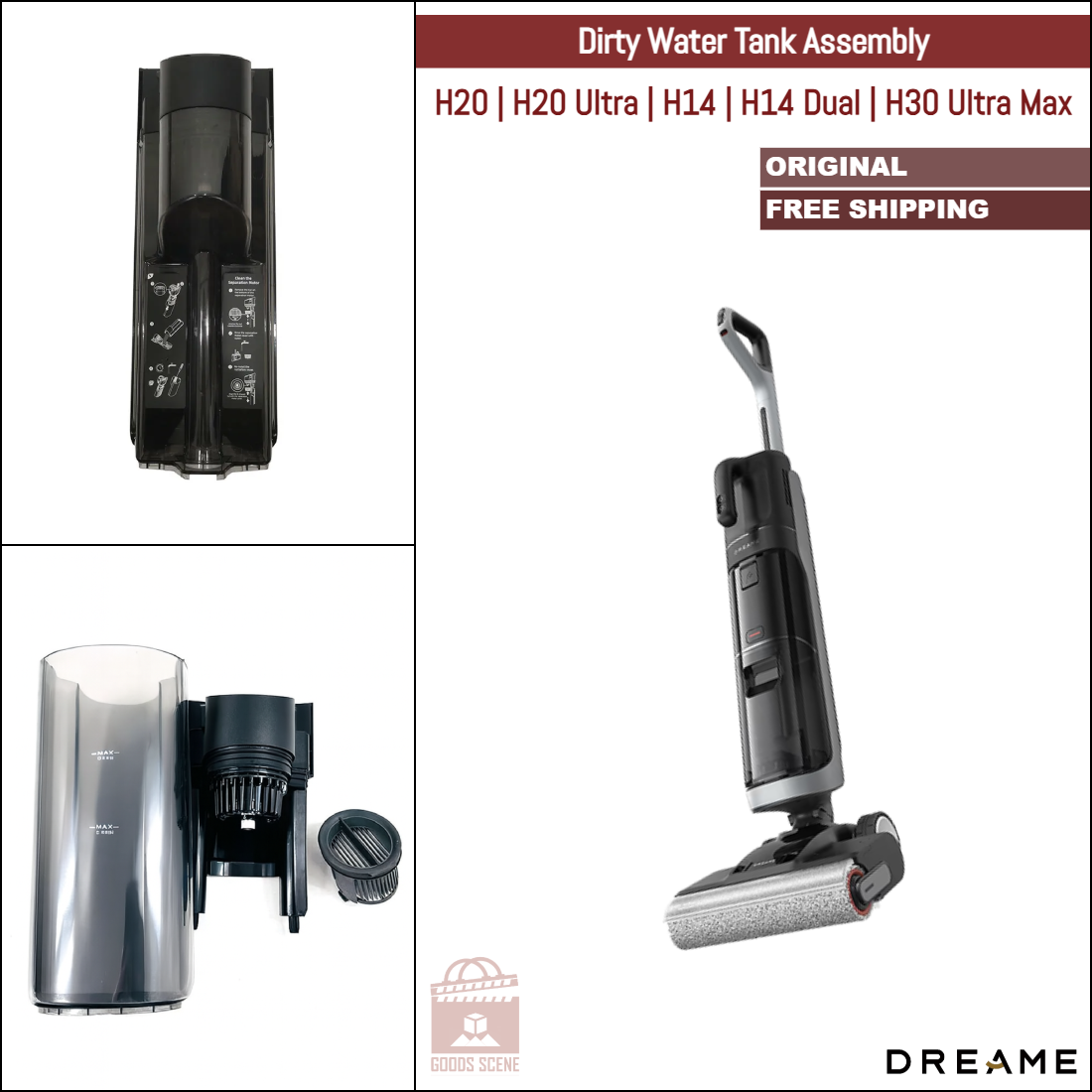 Dreame H20, H20 Ultra, H14, H14 Dual, H30 Ultra Max | Original Spare Parts & Accessories: Dirty Water Tank Assembly