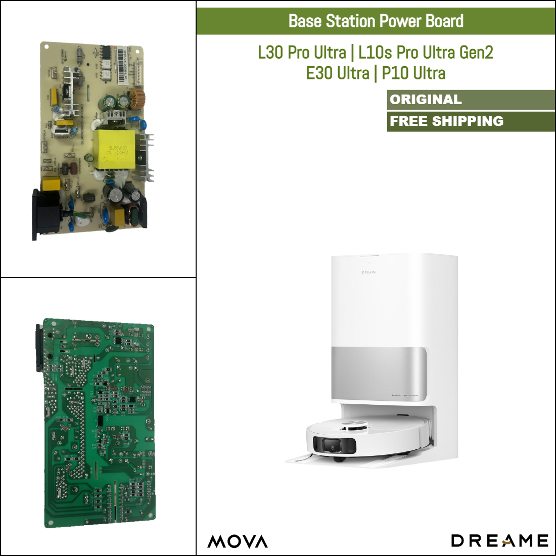 Dreame L30 Pro Ultra, L10s Pro Ultra Gen 2, MOVA E30 Ultra, P10 Ultra | Original Spare & Repair Parts For Auto Dock: Base Station Power Board