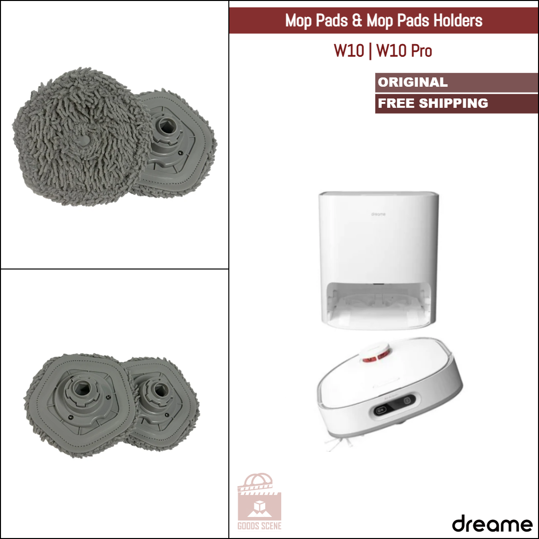 Dreame W10, W10 Pro | Original Spare Parts & Accessories: Mop Pads & Mop Pads Holders