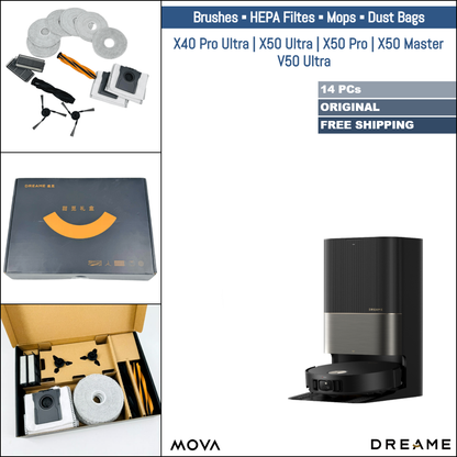Dreame X40 Pro Ultra, X50 Ultra, X50 Pro, X50 Master, MOVA V50 Ultra | Original Consumable Parts & Accessories: Brushes, Mops, HEPA Filters, Dust Bags (Kit)