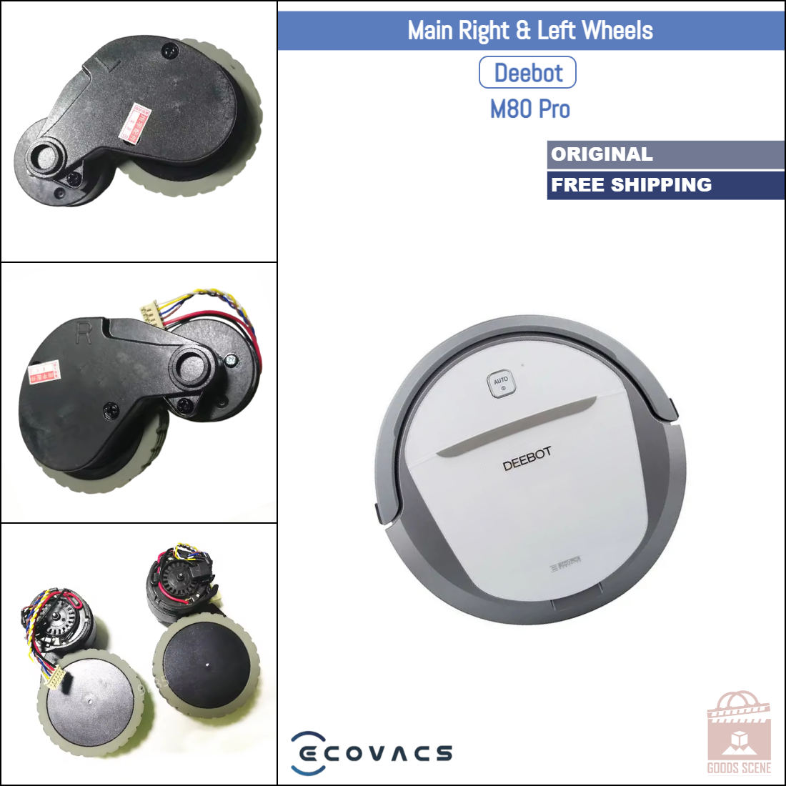 Roborock S6, S60, S61, S65 | Originale reserve- og reparasjonsdeler: Høyre og venstre hovedhjul